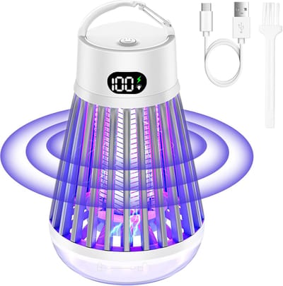 UV Muggenlamp Binnen/Buiten - 365nm LED + Elektrisch Rooster - IPX4 Waterdicht - 2000mAh - Wit