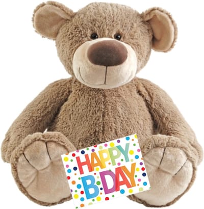 Pluche knuffel Happy Horse knuffelbeer - 70 cm - met A5-formaat Happy Birthday wenskaart - Cadeau - Versturen