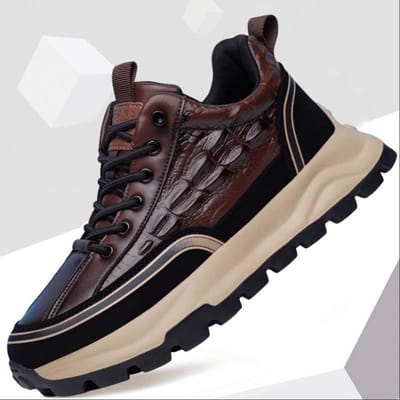 Vier seizoenen krokodillenpatroon leer Modieuze casual lage catwalk sportplankschoenen Trendy platform herenschoenen 44 gray