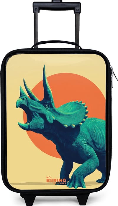 NoBoringSuitcases.com® - Kinderkoffer jongen - Kindertrolley meisje - Hoornkrijger in de zon - Koffer kind lichtgewicht - Reiskoffer trolley voor kinderen - Koffertje met lichtgevende wieltjes - Rolkoffer zwart