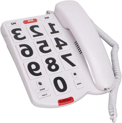 Telefoon met knoppen - Vaste telefoon - Eenvoudig bellen - Extra luid volume - 2.5 meter snoer - Wit