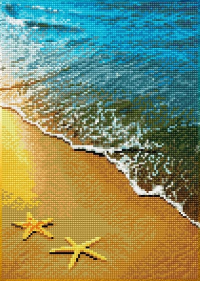 Diamond Painting Volwassenen - Ronde Steentjes - Volledig Pakket - Hobby - Diamond Dotz® - DD7.048 - Zeesterren op het strand 29 x 41cm