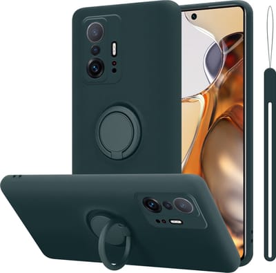 Cadorabo Hoesje geschikt voor Xiaomi 11T / 11T PRO in LIQUID GROEN - Beschermhoes van flexibel TPU silicone Case Cover met ring