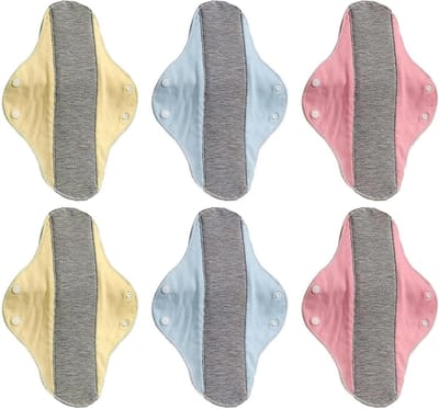 Herbruikbaar maandverband - Wasbare pads - Menstruatie verzorging - Ademende vochtregulatie - 6 stuks - Willekeurige kleuren