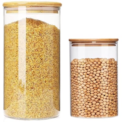 Store_8 - Opbergpotten met deksel - Luchtdichte voorraadpotten - Transparant - 1000 ml + 250 ml - Geschikt voor granen - Perfect voor droge voeding