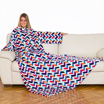 Trendy fleece deken met mouwen en buidelzak - Volwassenen maat 140 x 210 cm
