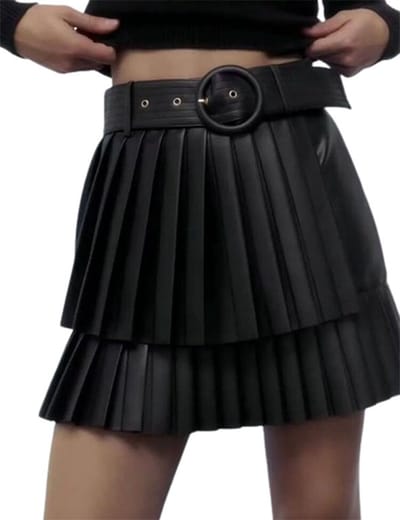 Zwarte Lederen rok - Lang model - Hoge taille - Outfit - Club - Festival - BDSM
