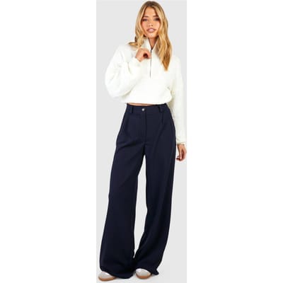 boohoo Dames Slouch Fit Dad Broeken | Marineblauw | Maat: 36