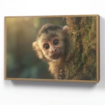 Nachtlampje 90x60 cm - Kinder lamp - Aap - Boomstronk - Bruin - Tafellamp kinderkamer draadloos - Slaapkamer lampje - Bedlamp kinderen - Kinderlampje - Wandlamp babykamer - Nachtlampjes