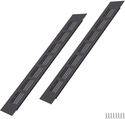 2x Zwarte Aluminium Ventilatie Rooster Rechthoekig 300x50mm voor Kast en Deur