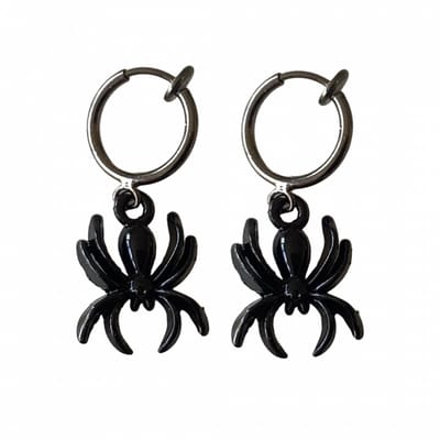 Klem oorbellen -zwart-spin-geen gaatje-Charme bijoux