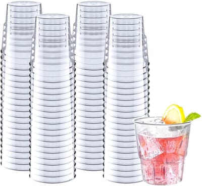 Dailygoods- Plastic Bekers 80 Stuks - 180 ml Herbruikbaar - Transparant - Harde Bekers - Cocktail Glazen - Elegant Ontwerp - Drinkbekers