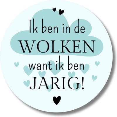 Blauwe Verjaardag Stickers Jongen | 20 Stuks | Etiketten | Traktatie | 40 mm Rond