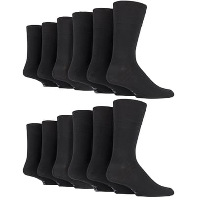 12 Paar Heren Gentle Grip Losse Boven Sokken | Extra Brede Niet-Elastische Sokken