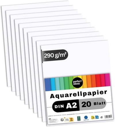 20 Vellen A2 Aquarelpapier 290 g/m² Zuurvrij Natuurwit Karton FSC