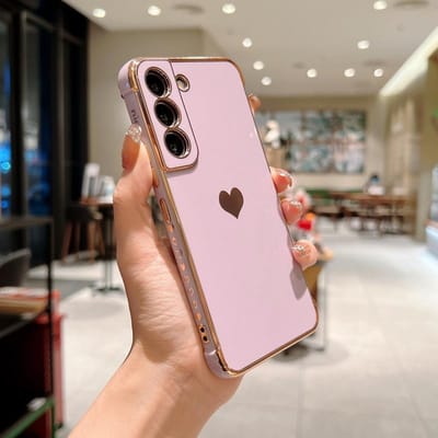 Luxe Plating Hoesje Voor Samsung Galaxy S24 S22 S23 S25 Ultra S23 FE A16 A53 A55 A54 A35 A15 Liefde Hart Zijpatroon Telefoonhoes For Samsung S23 FE