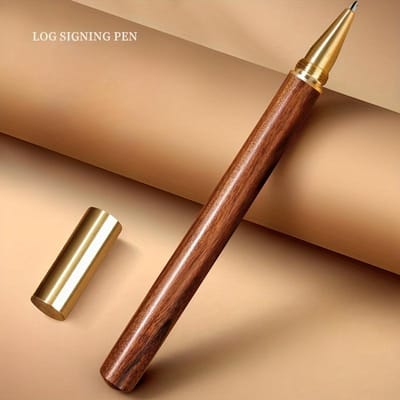 Stylo signature en bois massif, stylo de bureau de qualité supérieure, capuchon en laiton, encre noire de 0,5 mm, fournitures scolaires et de bureau, cadeaux d'affaires Pack of 1 brown