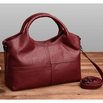 WTEMPO Haute qualité femmes sac en cuir PU souple sac à main dames sac de messager sac à bandoulière solide 29*11*21cm rouge vin