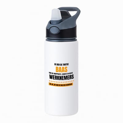 Hacebo® - Trotse baas waterfles met rietje zwart - Baas - een baas - werk - afscheidscadeau - verjaardagscadeau - kado - gift - water fles - 650ML