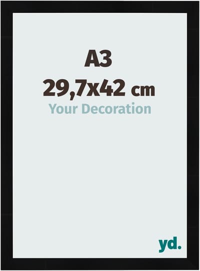 Your Decoration - Fotolijst A3 29,7x42 cm - MDF - Zwart Hoogglans - Pisa
