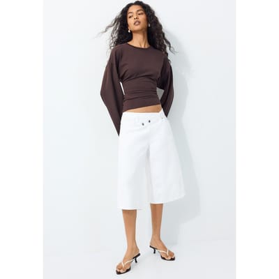 Stradivarius B11 T-shirt met lange mouw en getailleerde taille  Bruin XS