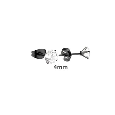 Aramat Jewels | Oorbellen | Fonkelende Zwarte Zirkonia Oorbellen | 4mm | | | Staal | Kinderen, Volwassenen | Verkleurd niet