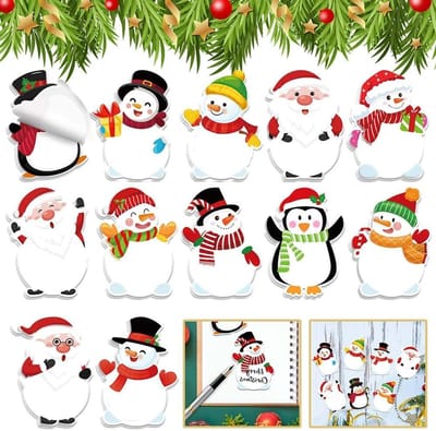 Zelfklevende notitieblaadjes Winterthema Kerstmis - 12 stuks Sticky Notes voor werk, school, decoratie en takenlijsten