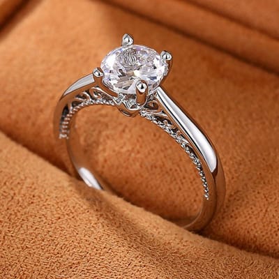 Sterling 4-klauwzetting Zirkonia Ringen Luxe Bruiloftsaccessoires voor Vrouwen Kleur Sieraden van hoge kwaliteit 9 brown