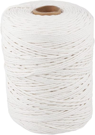 Katoenen Macramé Touw 3 mm x 500 m Wit, Gedraaid en Sterk, Perfect voor Ambachten en Decoratie