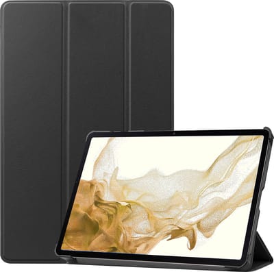 Hoes - Geschikt voor Samsung Galaxy Tab S8 - Dun & Stevig - Trifold Bookcase - Hard Cover - Hardcover Book Case - Tablet Hoesje - Zwart