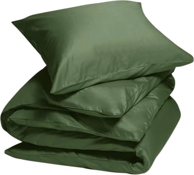 Yumeko dekbedovertrek katoensatijn mid olive 140x220 + 1/60x70 - Bio, eco & fairtrade