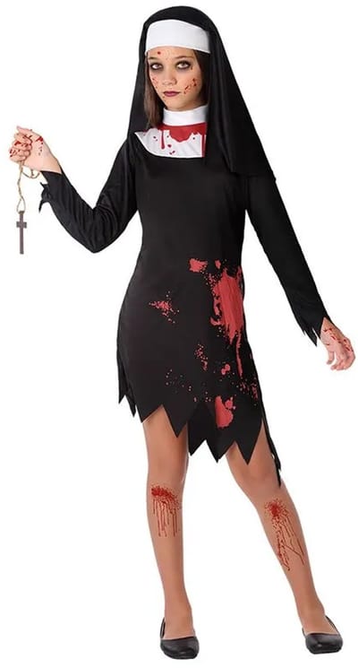 Atosa Horror Non verkleed kostuum - zwart/wit - voor kinderen - 2-delig - Carnaval/Halloween 128