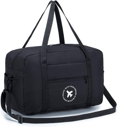 Reistas - Grote capaciteit - Geschikt voor zowel korte als lange reizen - Multifunctionele reisorganizer - Waterbestendig - 40x20x25 cm - Zwart - Opvouwbare schoudertas