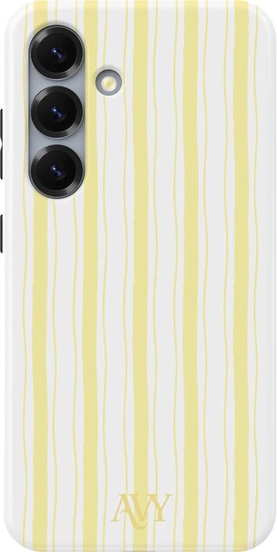 AVY Hoesje geschikt voor Samsung Galaxy S24 Plus | Sunset Coast | Strepen | Geel | Hard Shell Back Cover | Compatibel met MagSafe & Qi2