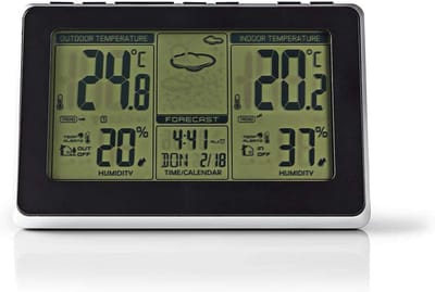 Weerstation - Weer monitor - Binnen en buiten - Draadloze sensor - LCD display - Zwart