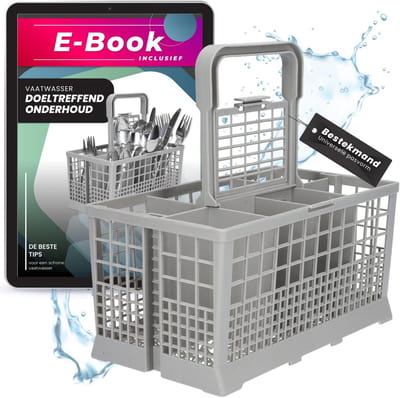 PromoHome Universele Bestekmand voor Vaatwasser - 7 Compartimenten Hittebestendige Kunststof - Compacte Opbergoplossing 240x136x245 mm - Geschikt voor Diverse Merken