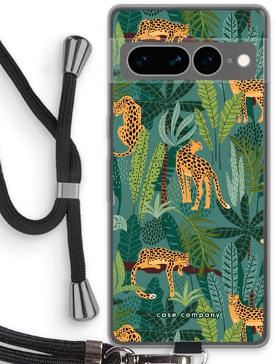 Case Company® - Hoesje met koord geschikt voor Google Pixel 7 Pro hoesje met Koord - Luipaard 2 - Telefoonhoesje met Zwart Koord - Bescherming aan alle Kanten en Over de Schermrand