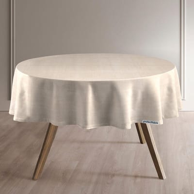 Protecttable - Rond Tafelzeil Linnenlook Ecru Ø138cm - Tafelkleed Afwasbaar - Kunststof