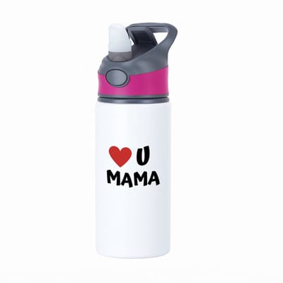 Hacebo® - I love u mama waterfles met rietje roze - Moeder - de liefste mama - Moeder cadeautjes - moederdag - verjaardag - geschenk - kado - water fles - 650ML
