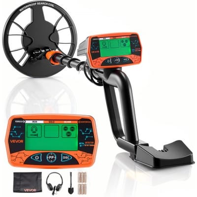 VEVOR Metaaldetector voor Volwassenen 203,2 Mm, Professionele Metaaldetector Met 3 Standen, Zeer Nauwkeurige Gouddetector, Ip68 Waterdichte Zoekspoel Met Display, Hoofdtelefoon, Verstelbare Lengte, voor Goudzoeken