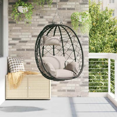 vidaXL - Hangende - ei-stoel - poly - rattan - 91 - x - 54,5 - x - 107 - cm - Taupe