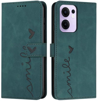 Coverup Hoesje - Geschikt voor OPPO Reno13 F / FS 5G Hoesje - Coverup Smile Book Case - Groen