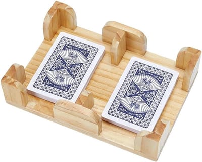 Speelkaarthouder van hout, 360 graden draaibaar, ideaal voor poker, Canasta en Rommé, 177 x 125 x 58,5 mm