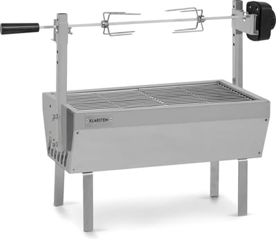 Klarstein 2-In-1 Draaispitgrill Met Motor, Minigrill Met Draaiend Spit, Elektrische Spitgrill Voor Kip & Speenvarken, Grill Met Motor, Spitgrill Met Roestvrijstalen Rooster, Houtskoolgrill Met Wielen