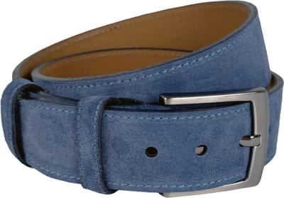 Riem Heren Licht blauw Suede Leer – 4.5 cm Breed – Riemen Heren Licht blauw Of Riemen Dames Licht blauw – Totale Riem Lengte 125 cm (Taillemaat tot 105 cm)