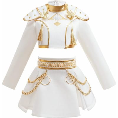 Filles Fête Carnaval Idol Jeu de rôle Combinaison Mode short+haut+veste ensemble trois pièces Printemps Fête d'anniversaire Déguisement Enfants For 110cm blanc