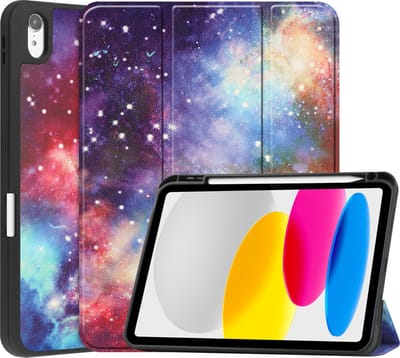 Hoes - Geschikt voor Apple iPad A16/A18 (2022/2025/2026) - 10.9 & 11 inch (10e, 11e & 12e generatie) - Dun & Stevig - Trifold Bookcase - Hard Cover Case - Met Uitsparing Geschikt voor Apple Pencil - Hardcover Book - Tablet Hoesje - Galaxy