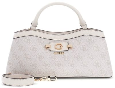 GUESS handtas schoudertas Lindsey 2 Compartment Satchel Bone Logo crème