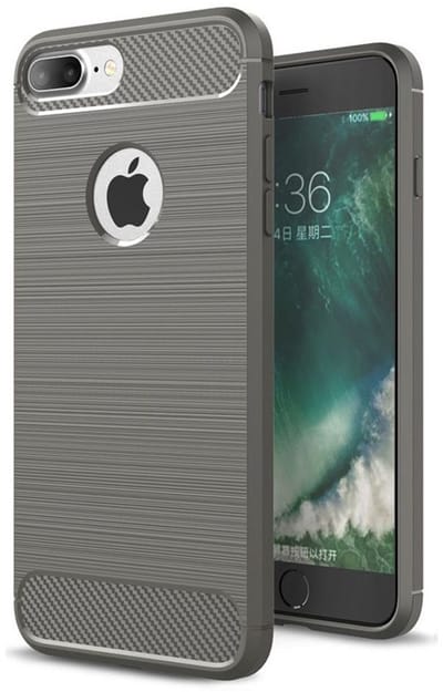 Mobiq Carbon Look Hoesje geschikt voor iPhone 8 Plus / geschikt voor iPhone 7 Plus - Flexibele TPU Case