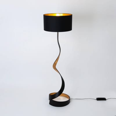 Holländer Vloerlamp Vortice, zwart/goud, hoogte 157 cm, ijzer